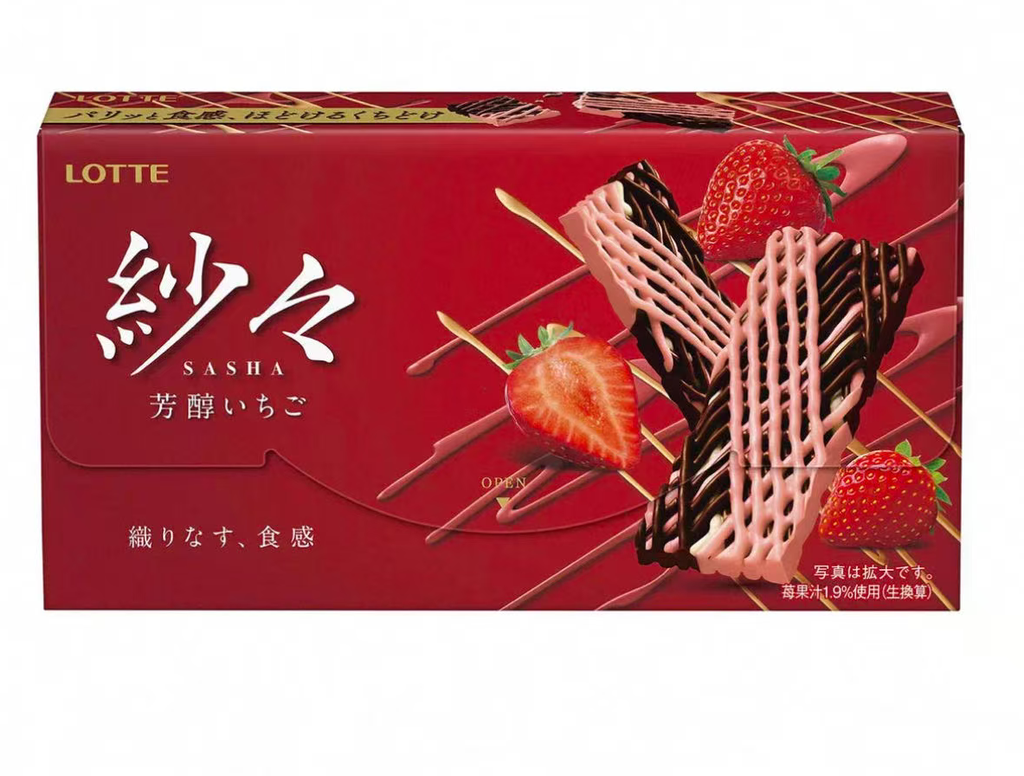 LOTTE SASHA CHOCOLATE RICH STRAWBERRY 69g (10PCS)