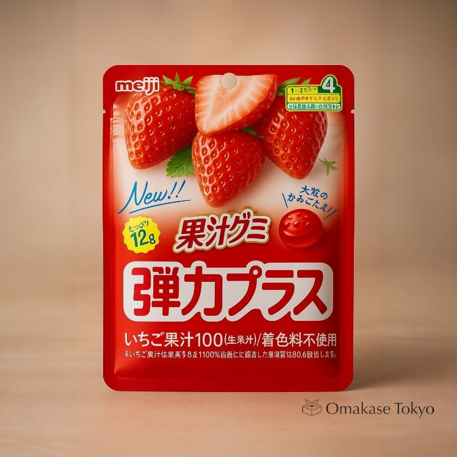 MEIJI Fruit Juice Elastic Plus Gummy Strawberry 72G (7PCS)